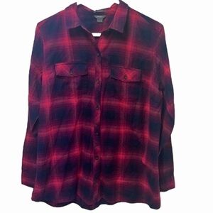 Eddie Bauer classic fit long sleeve plaid button down shirt Size XL